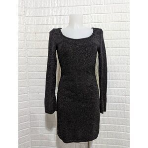 White House Black Market Women's Black With Silver Thread Sweater Dress Size XS